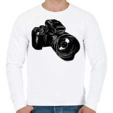 PRINTFASHION Fényképezőgép  - Férfi pulóver - Fehér férfi pulóver, kardigán