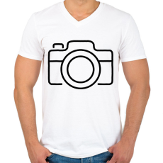 PRINTFASHION fényképezőgép  - Férfi V-nyakú póló - Fehér
