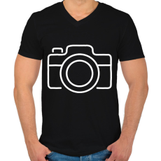 PRINTFASHION fényképezőgép  - Férfi V-nyakú póló - Fekete