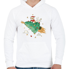 PRINTFASHION Fenyőfa cica rakéta - Férfi kapucnis pulóver - Fehér