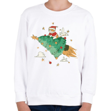 PRINTFASHION Fenyőfa cica rakéta - Gyerek pulóver - Fehér gyerek pulóver, kardigán