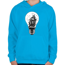 PRINTFASHION Fényvitorlás - Gyerek kapucnis pulóver - Azúrkék