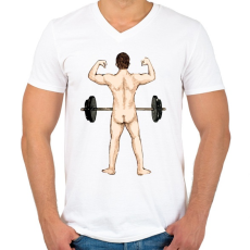 PRINTFASHION Férfiasság - Férfi V-nyakú póló - Fehér