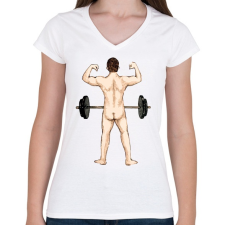 PRINTFASHION Férfiasság - Női V-nyakú póló - Fehér női póló