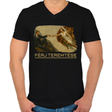 PRINTFASHION Férj teremtése - Férfi V-nyakú póló - Fekete férfi póló