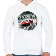 PRINTFASHION Ferrari - Férfi kapucnis pulóver - Fehér