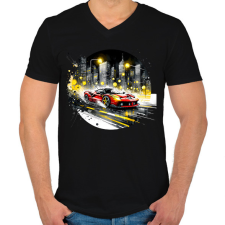 PRINTFASHION Ferrari - Férfi V-nyakú póló - Fekete férfi póló