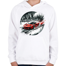 PRINTFASHION Ferrari - Gyerek kapucnis pulóver - Fehér