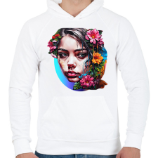 PRINTFASHION Festékes lány - Férfi kapucnis pulóver - Fehér férfi pulóver, kardigán