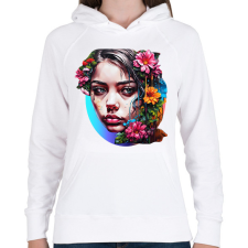 PRINTFASHION Festékes lány - Női kapucnis pulóver - Fehér női pulóver, kardigán