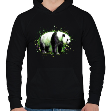 PRINTFASHION Festett panda - Férfi kapucnis pulóver - Fekete férfi pulóver, kardigán
