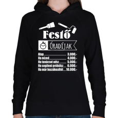 PRINTFASHION Festő óradíj - Női kapucnis pulóver - Fekete