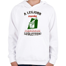 PRINTFASHION Festő szülinapja január színes - Gyerek kapucnis pulóver - Fehér gyerek pulóver, kardigán