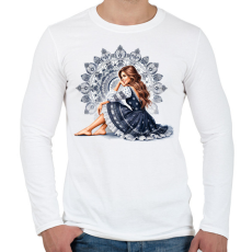 PRINTFASHION Fiatal lány népies ruhában - Férfi hosszú ujjú póló - Fehér