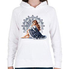 PRINTFASHION Fiatal lány népies ruhában - Női kapucnis pulóver - Fehér