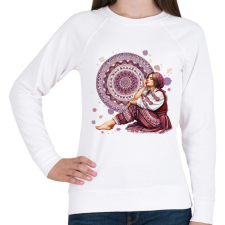 PRINTFASHION Fiatal lány népies ruhában - Női pulóver - Fehér női pulóver, kardigán