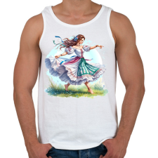 PRINTFASHION Fiatal lány táncol a tavaszi mezőn - Férfi atléta - Fehér atléta, trikó