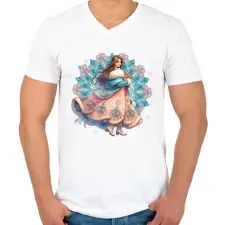 PRINTFASHION Fiatal lány télen - Férfi V-nyakú póló - Fehér férfi póló