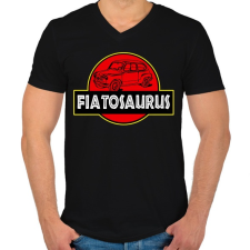PRINTFASHION Fiatosaurus - Férfi V-nyakú póló - Fekete férfi póló