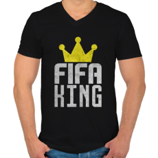 PRINTFASHION Fifa King - Férfi V-nyakú póló - Fekete