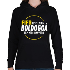 PRINTFASHION Fifa Tesz Boldogga - Női kapucnis pulóver - Fekete női pulóver, kardigán