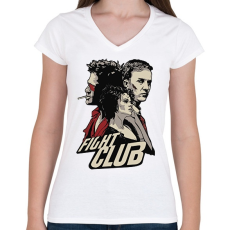 PRINTFASHION fight club - Női V-nyakú póló - Fehér