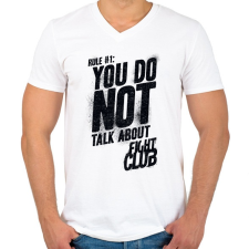 PRINTFASHION Fight Club: Rule One - Férfi V-nyakú póló - Fehér férfi póló