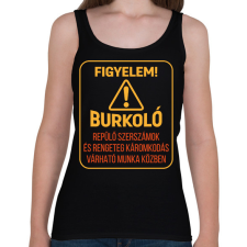 PRINTFASHION Figyelem! - Burkoló - Női atléta - Fekete női trikó