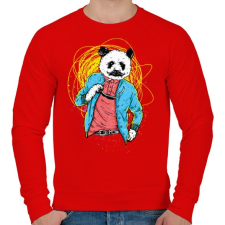 PRINTFASHION Filmsztár panda - Férfi pulóver - Piros férfi pulóver, kardigán