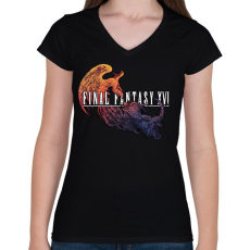PRINTFASHION Final Fantasy XVI. - Női V-nyakú póló - Fekete