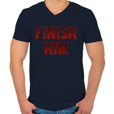 PRINTFASHION Finish him! - Férfi V-nyakú póló - Sötétkék férfi póló