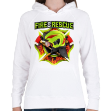 PRINTFASHION Fire and Rescue - Női kapucnis pulóver - Fehér női pulóver, kardigán