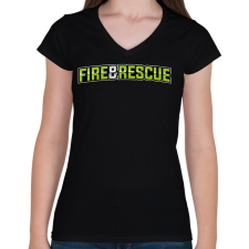 PRINTFASHION Fire and Rescue - Női V-nyakú póló - Fekete női póló