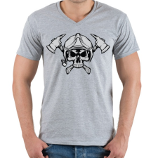PRINTFASHION Fire Axe - Férfi V-nyakú póló - Sport szürke férfi póló
