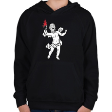 PRINTFASHION Fire in the hole! - Gyerek kapucnis pulóver - Fekete