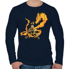 PRINTFASHION Firedragon - Férfi hosszú ujjú póló - Sötétkék