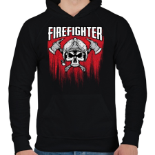 PRINTFASHION Firefighter - Férfi kapucnis pulóver - Fekete férfi pulóver, kardigán