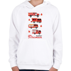 PRINTFASHION Fireman retro - Gyerek kapucnis pulóver - Fehér