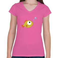 PRINTFASHION Fish - Női V-nyakú póló - Rózsaszín