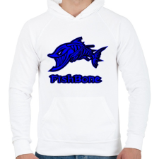 PRINTFASHION Fishbone 1 kék - Férfi kapucnis pulóver - Fehér női pulóver, kardigán