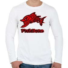 PRINTFASHION Fishbone 1 piros - Férfi hosszú ujjú póló - Fehér férfi póló