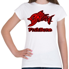 PRINTFASHION Fishbone 1 piros - Női póló - Fehér