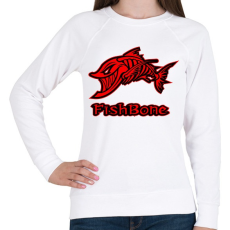 PRINTFASHION Fishbone 1 piros - Női pulóver - Fehér