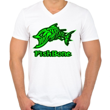 PRINTFASHION Fishbone 1 zöld - Férfi V-nyakú póló - Fehér férfi póló