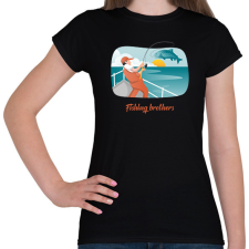PRINTFASHION Fishing brothers - Női póló - Fekete női póló
