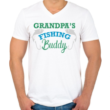 PRINTFASHION Fishing buddy - Férfi V-nyakú póló - Fehér férfi póló