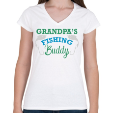 PRINTFASHION Fishing buddy - Női V-nyakú póló - Fehér