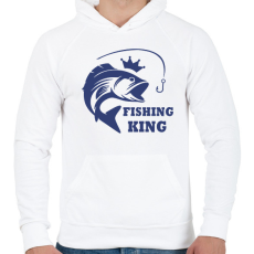 PRINTFASHION Fishing KIng - Férfi kapucnis pulóver - Fehér