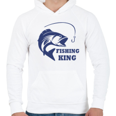 PRINTFASHION Fishing King - Férfi kapucnis pulóver - Fehér
