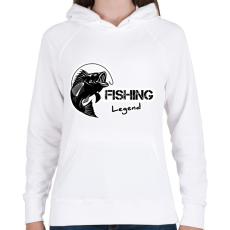 PRINTFASHION Fishing legend - Női kapucnis pulóver - Fehér
